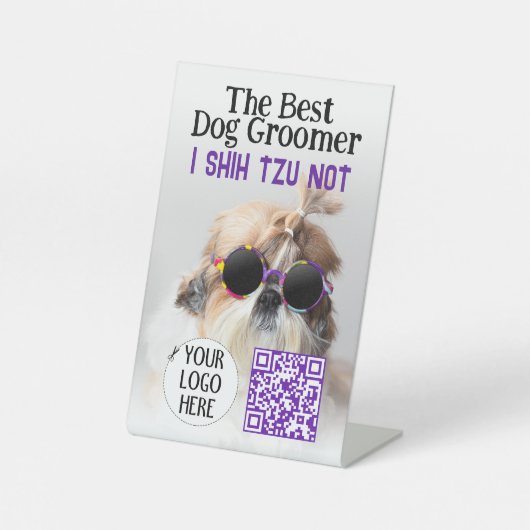 Der beste Hundegroßhändler Shih Tzu Not Logo QR Co Sockelschild (Vorderseite)