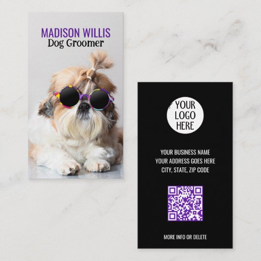 Der beste Hundegroßhändler Shih Tzu Not Logo QR Co Visitenkarte (Vorne/Hinten)