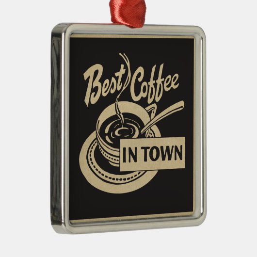 Der beste Kaffee in der Stadt Silbernes Ornament (Rechts)