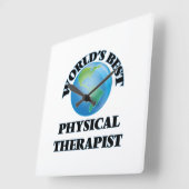 Der beste körperliche Therapeut der Welt Quadratische Wanduhr (Winkel)