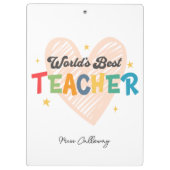 Der beste Lehrer der personalisierten Welt Klemmbrett (Rückseite)
