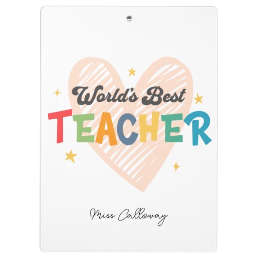 Der beste Lehrer der personalisierten Welt Klemmbrett (Rückseite)