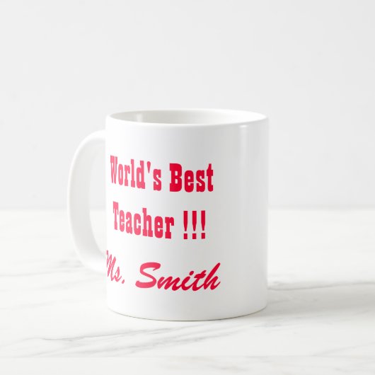 Der beste Lehrer der Welt (Female1) Kaffeetasse (Vorderseite Links)