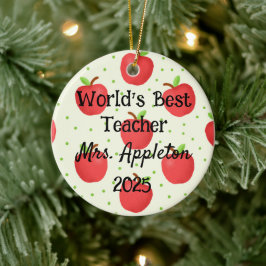 Der beste Lehrer der Welt mit Apple Accents - kund Keramik Ornament