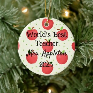 Der beste Lehrer der Welt mit Apple Accents - kund Keramik Ornament