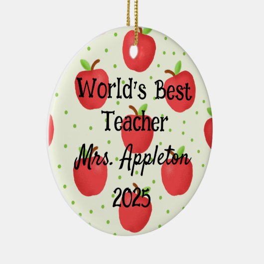 Der beste Lehrer der Welt mit Apple Accents - kund Keramik Ornament (Rechts)