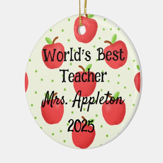 Der beste Lehrer der Welt mit Apple Accents - kund Keramik Ornament (Links)