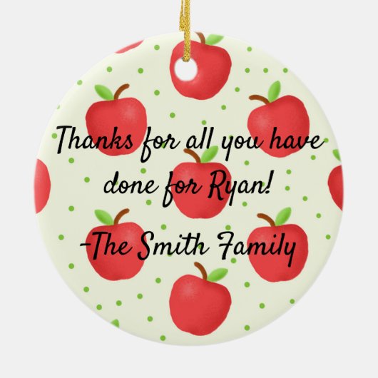 Der beste Lehrer der Welt mit Apple Accents - kund Keramik Ornament (Hinten)