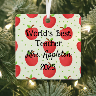 Der beste Lehrer der Welt mit Apple Accents - kund Ornament Aus Metall