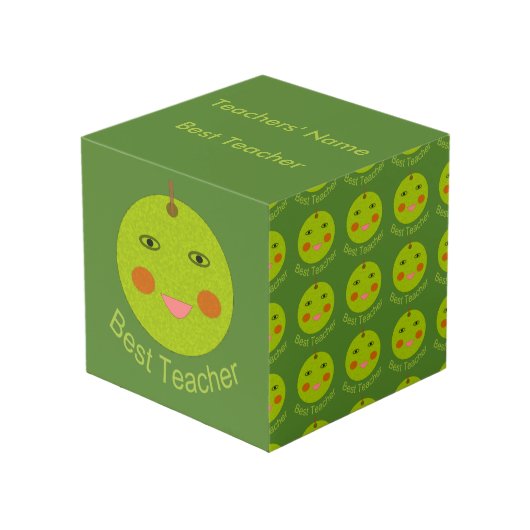 Der beste Lehrer Happy Apple Custom Foto Cube Würfel (Vorderseite Schrägansicht)