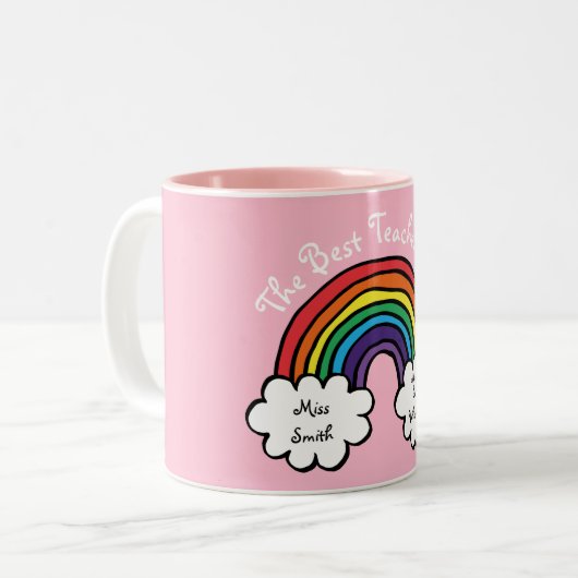 Der beste Lehrer je in Regenbogenfarbe Zweifarbige Tasse (Vorderseite Links)