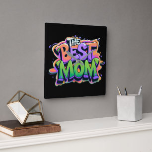 Der beste Mamma-Stil Graffiti Quadratische Wanduhr