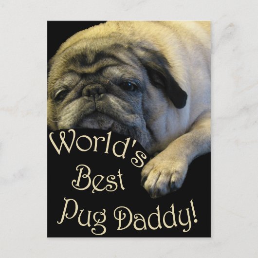 Der beste Mops der Welt Daddy Postkarte (Vorderseite)