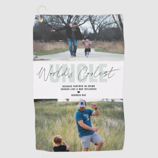 Der beste Onkel der Welt | Moderne FotoCollage Golfhandtuch (Vorderseite)