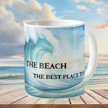 Der beste Ort für die Tasse am Strand von Aquarell