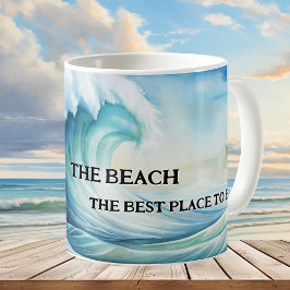 Der beste Ort für die Tasse am Strand von Aquarell