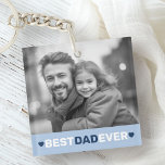 Der beste Papa aller Foto Herz blauer Väter Tag Schlüsselanhänger<br><div class="desc">Schlüsselanhänger mit Ihrem individuellen Foto und dem Text "Bester Papa je" unten,  flankiert von hellblauen Herzen.</div>