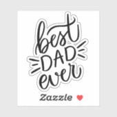 Der beste Papa aller Zeiten. Schwarz-weiße Schrift Aufkleber (Blatt)