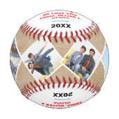 Der beste Papa der Welt, Personalisierten 4 Fotos Baseball (Vorderseite)