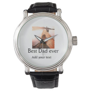 Der beste Papa fügt je Name Bild Väter Tagestext C Armbanduhr