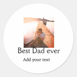 Der beste Papa fügt je Name Bild Väter Tagestext C Runder Aufkleber