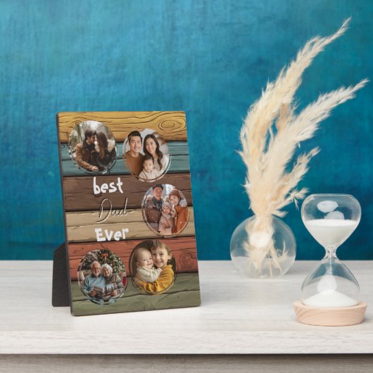 Der beste Papa je mit Holzhintergrund1 Fotoplatte (Seite)