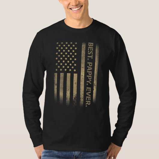 Der beste Pappy je American Usa Grunge Flag Vater T-Shirt (Vorderseite)
