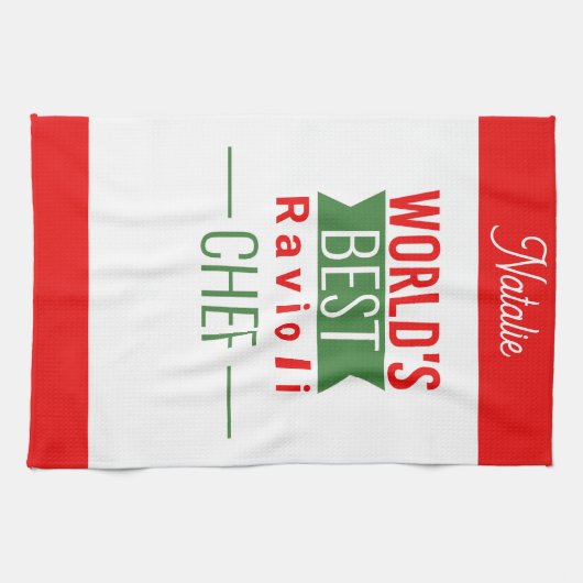 Der beste Ravioli-Koch der Welt - personalisiert Geschirrtuch (Horizontal)