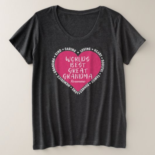 Der beste rosa Herz der Welt Großer Großbuchstabe Große Größe T-Shirt (Design vorne)