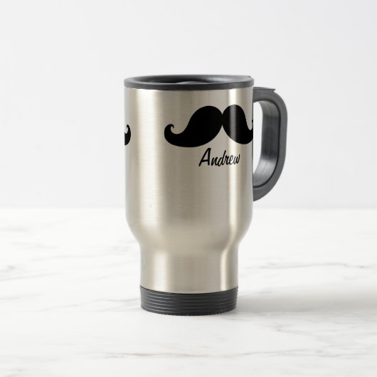DER BESTE SCHWARZE SCHNURRBART PERSONALISIERT REISEBECHER (VorderseiteRechts)
