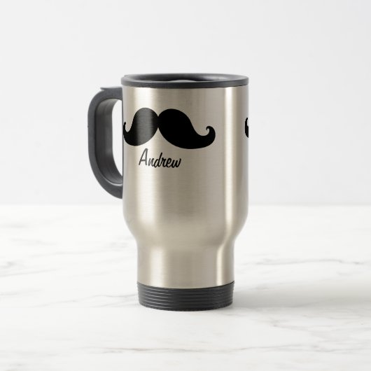DER BESTE SCHWARZE SCHNURRBART PERSONALISIERT REISEBECHER (Vorderseite Links)