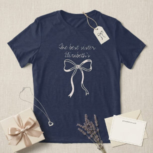 Der beste Schwester Name Custom Coquette Schleife Tri-Blend Shirt