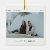 Der beste Sister-Foto der personalisierten Welt Keramikornament (Rückseite)