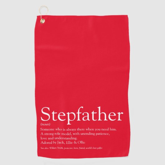 Der beste Stepfather Stepdad der Red Cool World Golfhandtuch (Vorderseite)