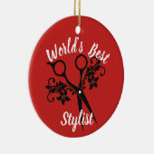 Der beste Stylist der Welt mit Scheren Keramik Ornament (Rechts)