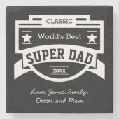 Der beste Super-Vater der personalisierten Welt Steinuntersetzer (Vorderseite)