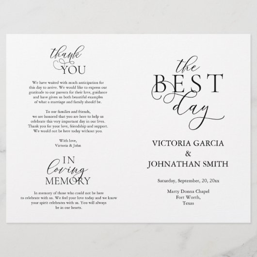 Der beste Tag, die Hochzeitsfeier - Programm für f (Vorderseite)