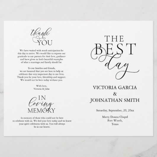 Der beste Tag, die Hochzeitsfeier - Programm für f (Vorderseite)