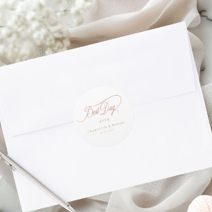 DER BESTE TAG JE! Elegant, Hochzeit Runder Aufkleber