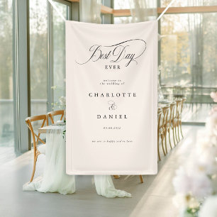 DER BESTE TAG JE! Elegantes, beiges Hochzeitsbanne Banner