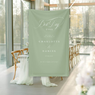 DER BESTE TAG JE! Elegantes, grünes Hochzeitsbanne Banner
