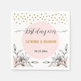 Der beste Tag je Moderne rosa Schwarze Blume Gold Serviette