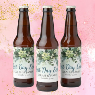 Der beste Tag je sukkulente Hochzeit florale botan Bierflaschenetikett