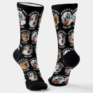 Der beste Vater der Welt - Custom 3 Dog Fotos Blac Socken