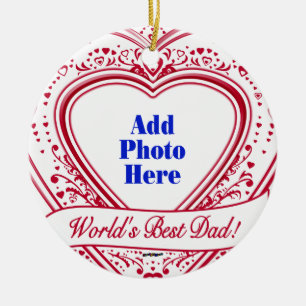 Der beste Vater der Welt! Foto Red Hearts Keramik Ornament