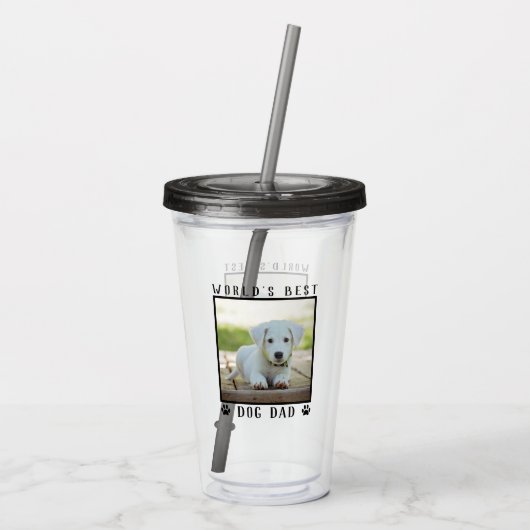 Der beste Vater der Welt mit dem Foto Ihres Hundes Acryltrinkbecher (Rückseite)