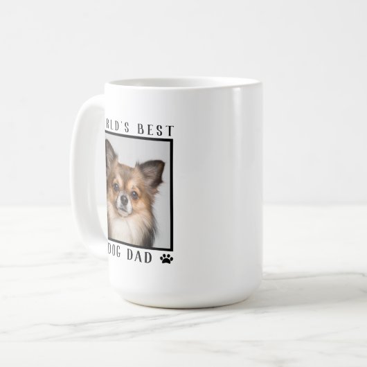 Der beste Vater der Welt mit dem Foto Ihres Hundes Kaffeetasse (Vorderseite Links)