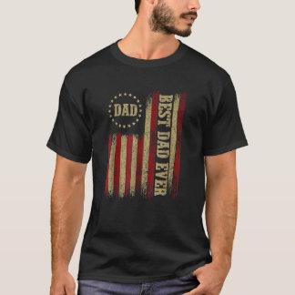 Der beste Vater für Men Fathers Day American Flag  T-Shirt