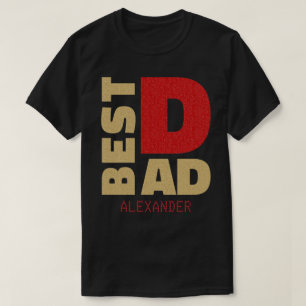 Der beste Vater Gold Red Glitzer Name individuell T-Shirt