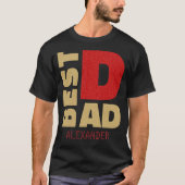 Der beste Vater Gold Red Glitzer Name individuell T-Shirt (Vorderseite)